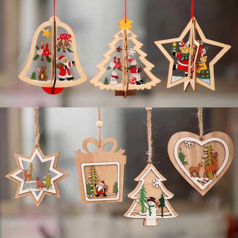 Weddings Wooden hanging hearts and stars decorations ornaments  x10 Christmas 