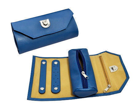 4" x 4" Set of 5 Leather Fold-Over Jewelry Pouches 