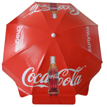 Paraguas de Coca cola PVC con impresión de pantalla y marco de acero
