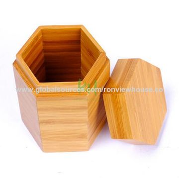 Tarros de bambú hexagonales, ideales para hojas de té, dulces, frutos secos, etc. - Contenedores de bambú al por mayor.