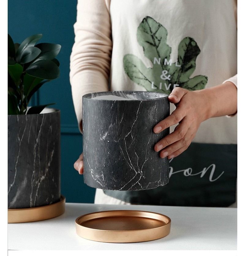 Tabletop Home Office Decoration Birthday Gift Christmas Creative Decoration Containers Flower Pot Nordic Marble Pattern Ceramic Flower Vase Housewarming 