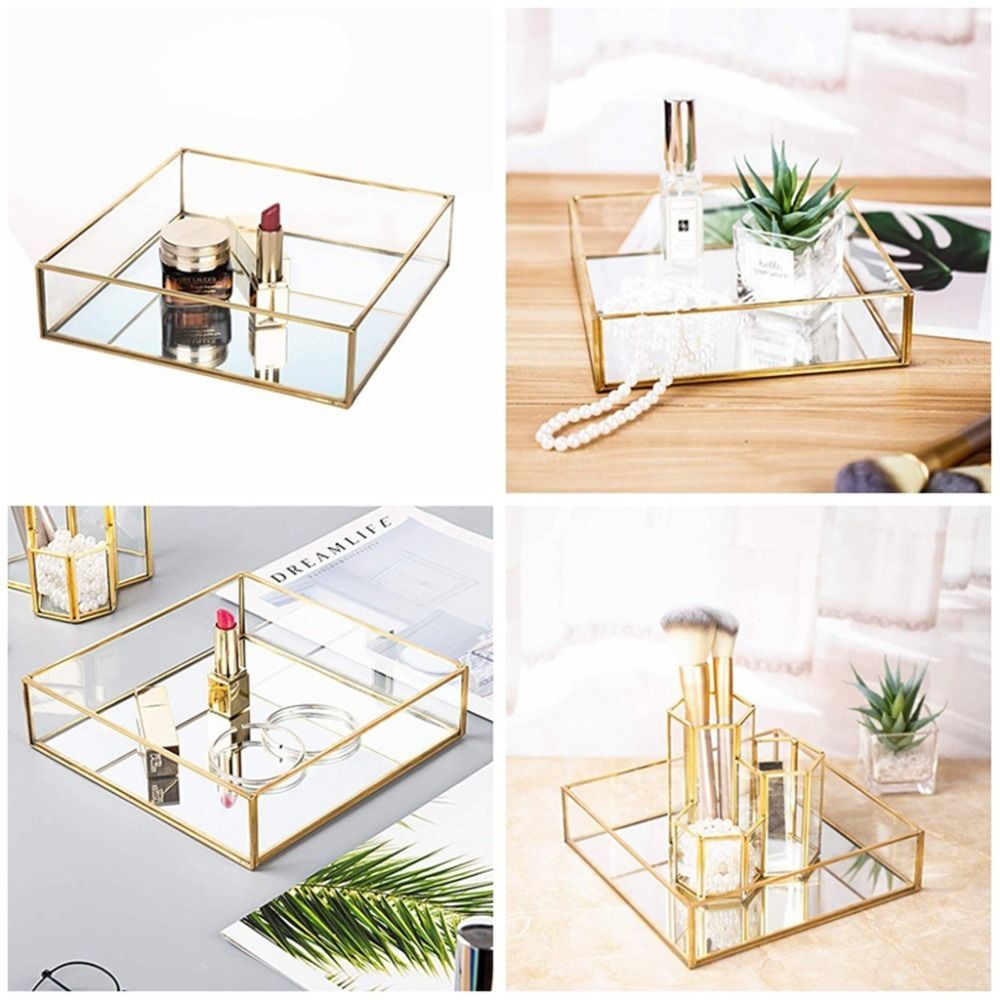 China Mirror Jewelry Tray Perfume, Glass Mirror Dresser Tray