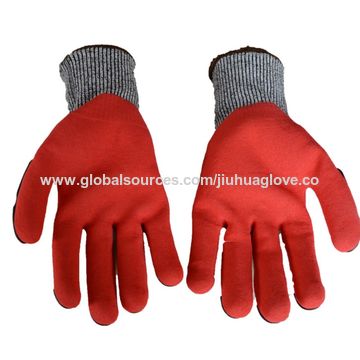 Guantes de protección anticorte de nivel 5 para rectificado fino HPPE, con costura trasera y goma TPR para montar