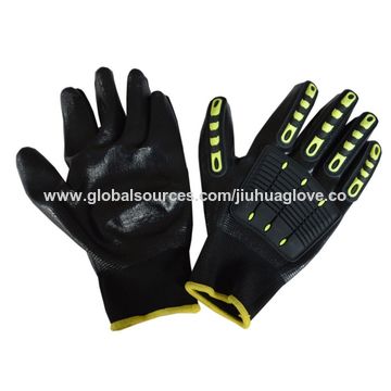 Guantes de protección anticorte de nivel 5 para rectificado fino HPPE, con costura trasera y goma TPR para montar