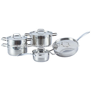 Nueva sartén de la cazuela del final del satén de las PC del dispositivo de cocina del diseño de la fábrica 9 que cocina el sistema del cookware de los potes