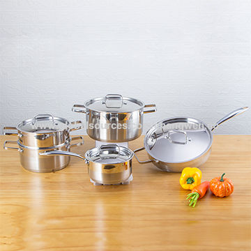 Nueva sartén de la cazuela del final del satén de las PC del dispositivo de cocina del diseño de la fábrica 9 que cocina el sistema del cookware de los potes