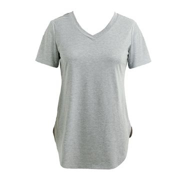 Cathalem Cotton Polyester Spandex Shirt Women Summer V Neck