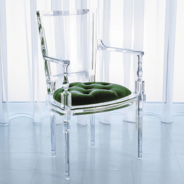 Lucite Acrylic Arm Dining Chair, Clear Acrylic Kitchen Chairs