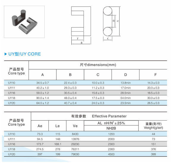 Uu Core ChinaCustom order UY type soft ferrite cores,High performance Mn-Zn UY ...