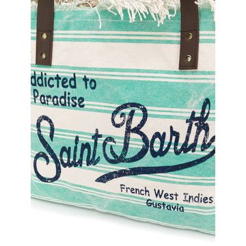 Blue striped canvas bag - Saint Barth MC2 