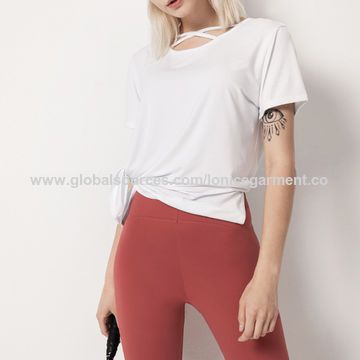 New Design Short Sleeve Cotton Workout Women Yoga Shirts Crop Tops - China  Yoga and Yoga Apparel price
