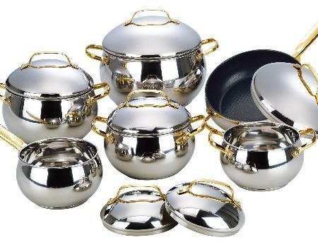 12PCS Stainless Steel Cookware in Set in Apple Shape with Gold Plated  Handle and Knob - China Kitchenware and Stainless Steel Cookware price