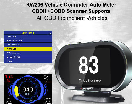 Konnwei Kw206 Obd2 Computer di bordo Auto Auto Digital Computer Display Obd  2 Scanner Consumo di carburante Indicatore della temperatura dell'acqua