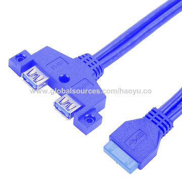 China USB 3.0 20pin wire 2 * USB3.0 double copper wire 0.6m on Global ...