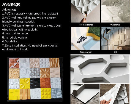 China Fashion design 3d decorative board interior wall panelling pvc ...