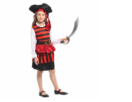 Buy Wholesale China Kids Girl Red Stripe Pirate Fancy Costume Halloween Cosplay Costume & Pirate Costume at USD 4.5 Global Sources