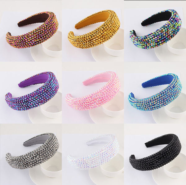 China 4cm Bedazzled Headband Puff Diamond Hair Hoop Ladies Soft Rhinestone Headband Wide Edge Headwear On Global Sources High Quality 4cm Wide Headband Hair Hoop Headwear