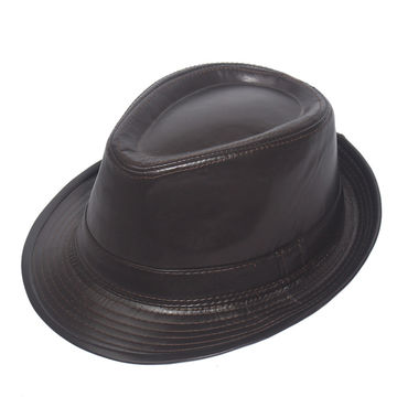 Chapeau Fedora en Cuir PU avec Bord à Pression, Style Britannique, Chapeau de Cowboy, Chapeau Formel