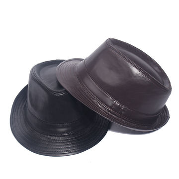 Chapeau Fedora en Cuir PU avec Bord à Pression, Style Britannique, Chapeau de Cowboy, Chapeau Formel