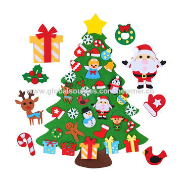 Sistema del árbol de la pared de la Navidad del fieltro de DIY, regalos de Navidad para las decoraciones del tapiz de la Navidad del Año Nuevo de los niños
