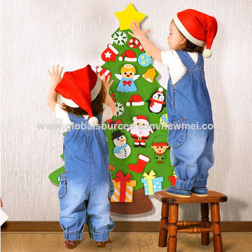 Sistema del árbol de la pared de la Navidad del fieltro de DIY, regalos de Navidad para las decoraciones del tapiz de la Navidad del Año Nuevo de los niños