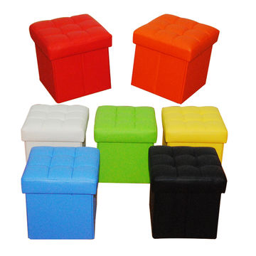 Venta al por mayor, silla de PU colorida, taburete plegable de cuero de los otomanos