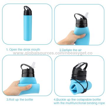 Buy Wholesale China 580ml Bpa Free Collapsible Silicone Sports Water Bottle,foldable  Silicone Water Bottle For Outdoor & Silicone Water Bottle at USD 3