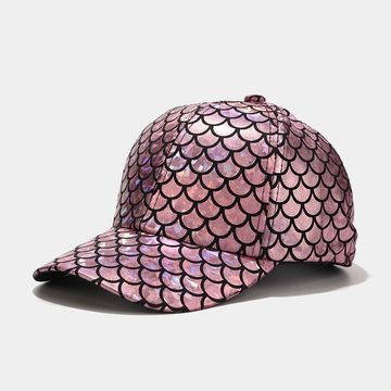 Gorra de béisbol colorida, sombrero holográfico de hip hop con estampado de básculas de pescado
