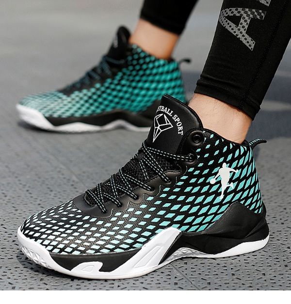 Mens Spring Season Basketball Shoes Leather High Elastic Shock Sneakers Trainers Lightweight Gym Nastics Boots Non-Slip Soft and Comfortable Breathable Casual Running Shoes 