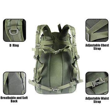 Men Army Assault Rucksack Large Capacity Trekking Fishing Soft Backpack  900D Oxford Breathable for Outdoor Sports/Camping/Hiking