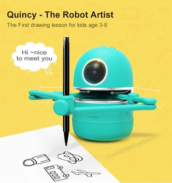 With Corporation Drawing Robot Quincy LZ001 Plastic USB rechargeable Blue  NEW