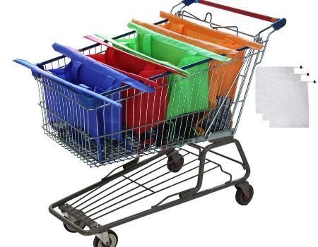 Reusable Shopping Cart Bags and Grocery Organizer Designed for 
