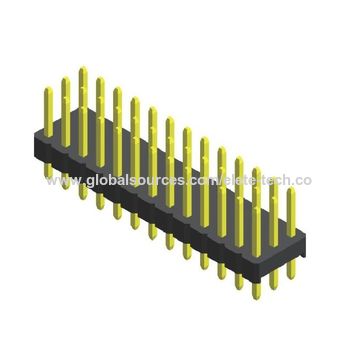 China Pin Header, 2.54mm, double Row H=2.54mm, SMT RA Type, Gold Plated ...