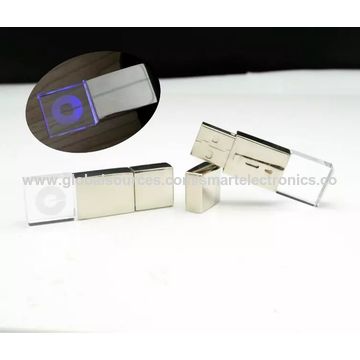 Memorias USB cristalinas del clip USB, 64-128MB, impresión libre del logotipo, llaveros, caja de regalo, microprocesador de Toshiba