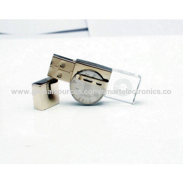 Memorias USB cristalinas del clip USB, 64-128MB, impresión libre del logotipo, llaveros, caja de regalo, microprocesador de Toshiba