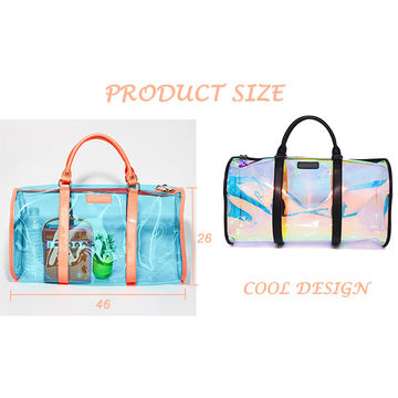 Clear Holographic Sports Duffle Bag, Laser Waterproof PVC Gym Bag, Large  Capacity Travel Weekend Bag