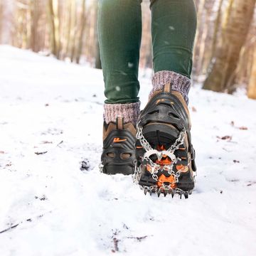 Crampons à glace antidérapants à 10 crampons pour chaussures et bottes  Crampons à neige pour femmes hommes Crampons de marche sur glace Traction  sur neige et glace 