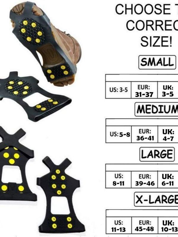 L-DiscountStore Non-slip Shoe Cover Ice Snow Grips Shoe Boot Traction Cleat Rubber Spikes Anti Slip Mountaineering 