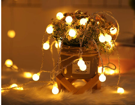 Powered LED Snow Globe Bulb Party Xmas Tree Decor Fairy String Lights Battery 