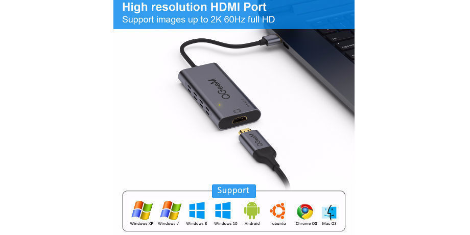 Ubuntu QGeeM USB 3.0 to HDMI DVI Adapter 2048x1440 60Hz HD Video Graphics Convertor Cable for Multiple Monitors Compatible with Laptop HDTV TV PC with Windows XP/7/8/10/Vista MAC OS & Chrom Android