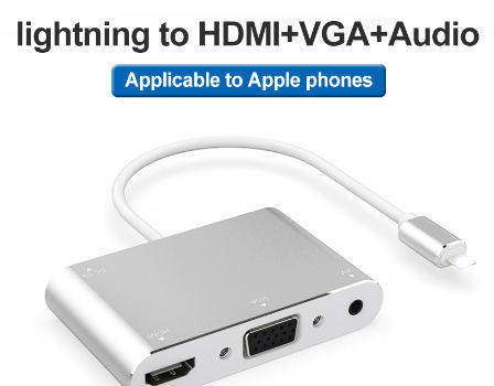 Plug and Play 1080P Lightning to HDMI VGA Audio Adapter - China