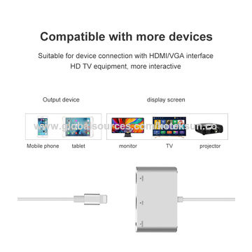 Compre Relámpago Al Convertidor Del Adaptador De Hdmi Vga Sistema De Pesos  Americano, 4 En 1 Adaptador Digital Del Sistema De Pesos Americano Para El  Iphone, Ipad, Ipod y Relámpago Al Adaptador