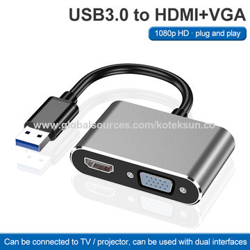Achetez en gros Adaptateur Vga Usb 3.0 Vers Hdmi, Double Sortie  Convertisseur Hd 1080p Compatible Avec Windows 7/8 / 8.1/10 Chine et Usb  3.0 Vers Hdmi, Usb 3.0 Vers Vga, Adaptateur Usb 3.0 à 9 USD