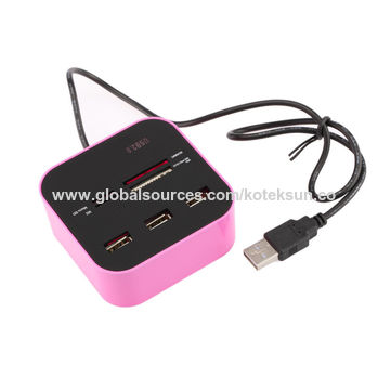 Combo USB, hub USB e leitor de cartões em azul
