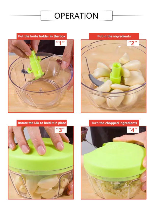 Buy Wholesale China 400ml Food Chopper Mini Crank Manual Pull Cord Chopper  Hand Held Pull Chopper Hand Meat Chopper & Food Choppers at USD 1.34