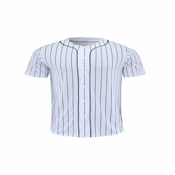 Men Baseball Jerseys Stripe Button Down Short Sleeves V-Neck Sports T-Shirt  Uniforms Black