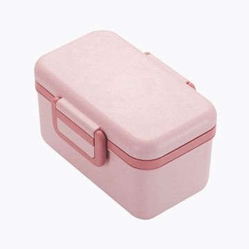 Portable square plastic bento box lunch box Creative bamboo fiber double  two-compartment lunch box lunch box