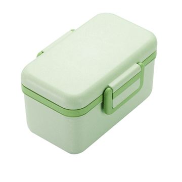 Portable square plastic bento box lunch box Creative bamboo fiber double  two-compartment lunch box lunch box