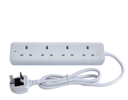 13A/250V~ Multi Sockets Power Strips 3120W Fused UK Plug Wall Mounted Power Socket with 2M Extension Cord-White ExtraStar 4 Way Extension Lead with Surge Protection 