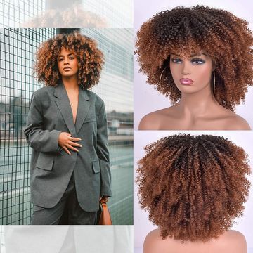 Perruques afro bouclées courtes 14\'\' perruque noire ondulée
